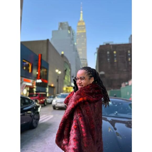 NATORI Red Leopard Faux Fur Jacket - Picture 6 of 10